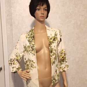 Alfred Dunner White and Green Floral Jacket
